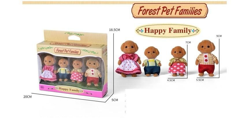 Set de Figuras Familia de Perritos - Presentación Caja Extendida (4 Piezas) - Forest Pet Families (20023)