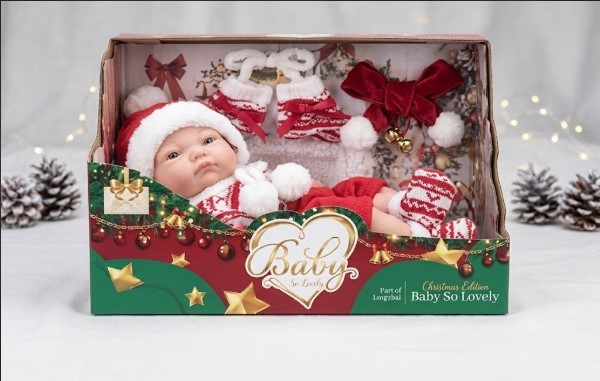 Muñeca Bebé Realista de 25 cm Disfrazada de Papá Noel con Accesorios – Edición Navidad en Caja de Regalo (250-2)