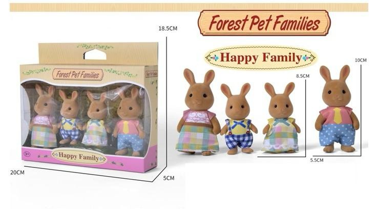 Set de Figuras Familia de Conejitos Marrones - Presentación Caja Extendida (4 Piezas) - Forest Pet Families (20027)