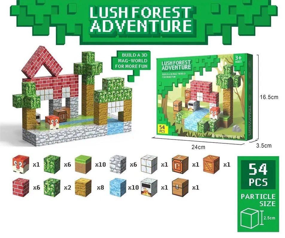 Set de Bloques Magnéticos de Construcción Mundo 3D Aventura en el Bosque 54 Piezas (FD136-46)