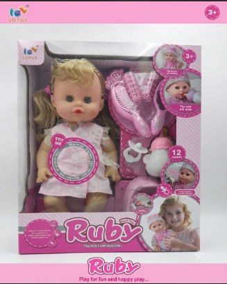 Muñeca Interactiva Baby Ruby con Accesorios y Sonidos - Marca Lotus (L6211K)