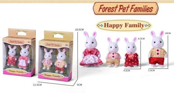 Set de Figuras Familia de Conejitos con Ropa de Tela (2 Piezas) - Forest Pet Families (20042)