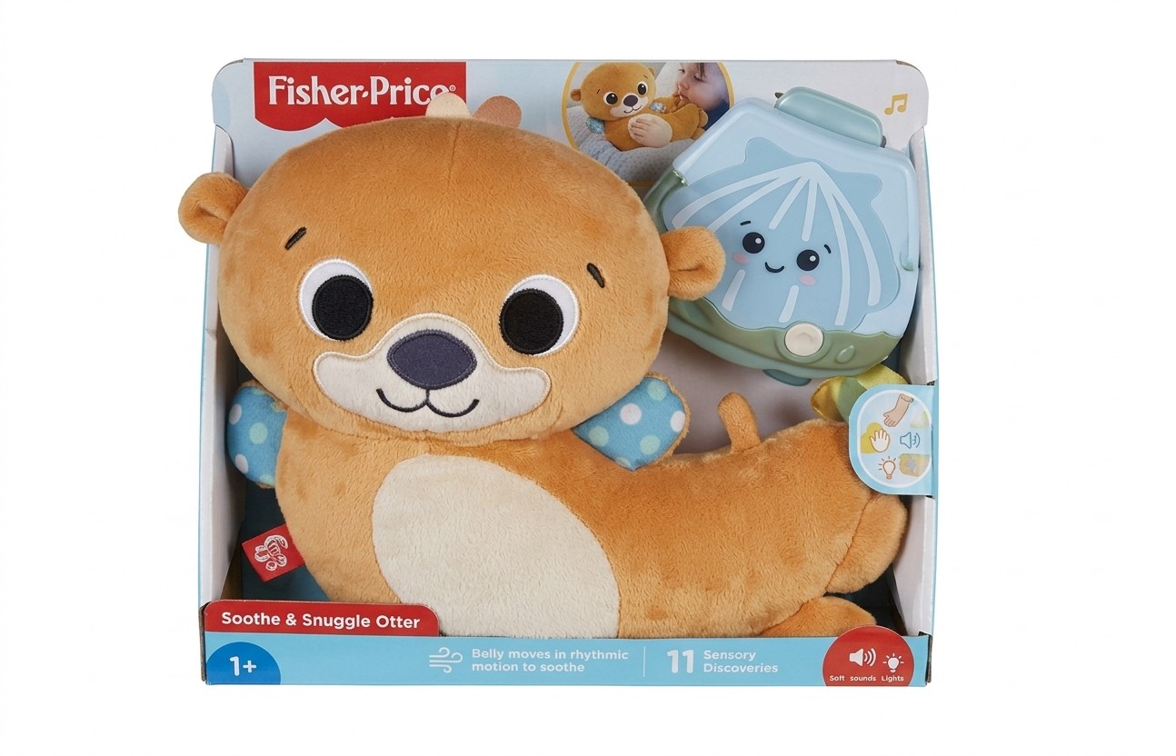 Peluche Cojín Nutria 2 en 1 para Tummy Time con Música, Luz y Mordedores – Fisher-Price (JCC11)