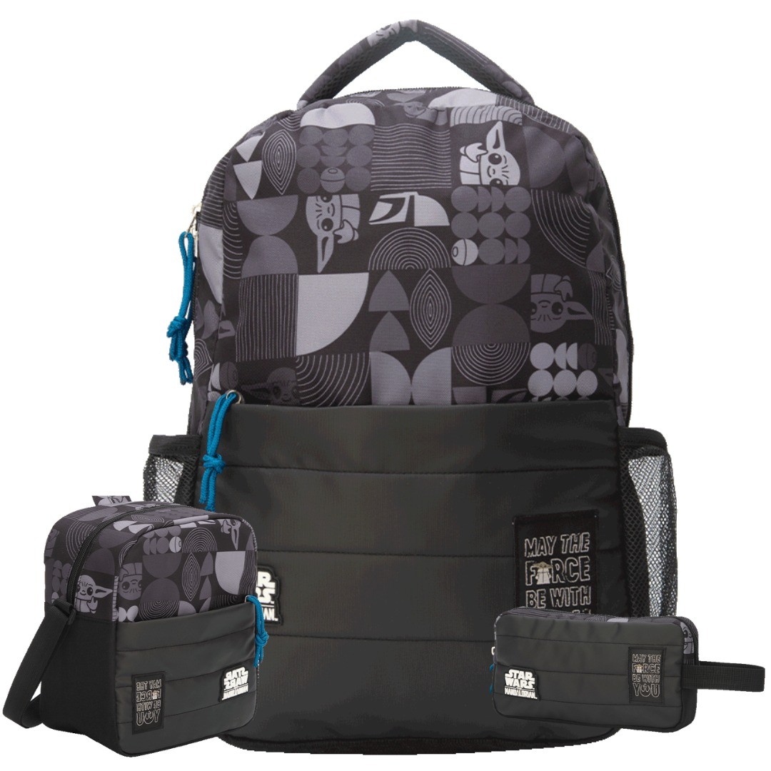 PACK DE MOCHILA  LONCHERA Y CARTUCHERA MANDALORIAN