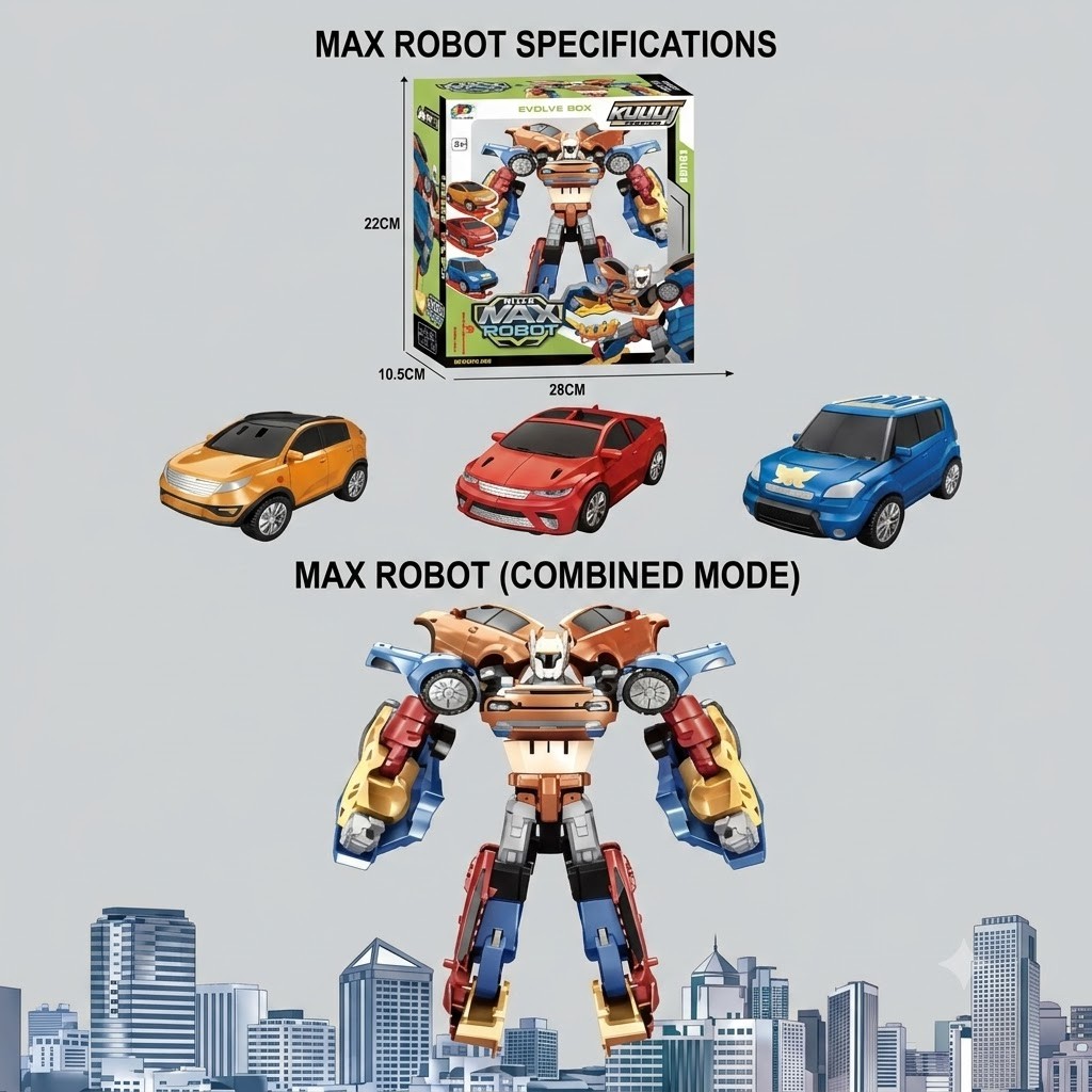 Robot Transformable "Max Robot" 3 en 1 - Set de Vehículos Combinables (L015-48)