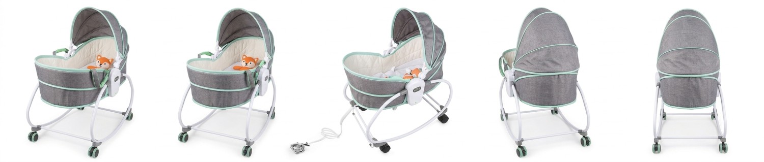 Mecedora Portátil 5 en 1 para Bebé con Capota y Ruedas – Desde Recién Nacido hasta 4 Años – Verde (BB555-G)