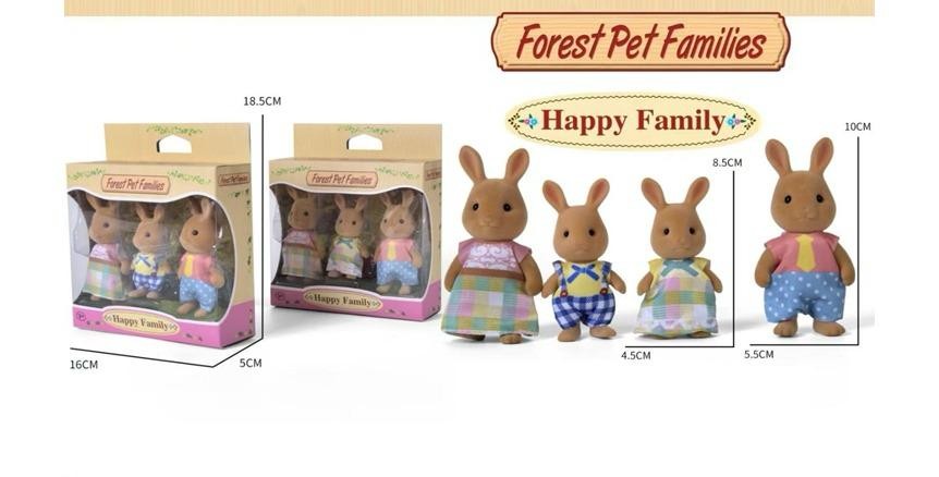 Set de Figuras Familia de Conejitos Marrones con Ropa de Tela (2 Piezas) - Forest Pet Families