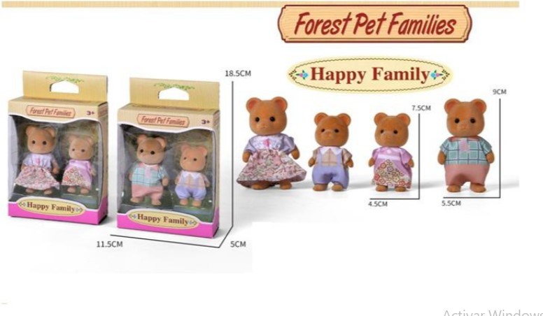 Set de Figuras Familia de Ositos con Ropa de Tela (2 Piezas) - Forest Pet Families (20044)