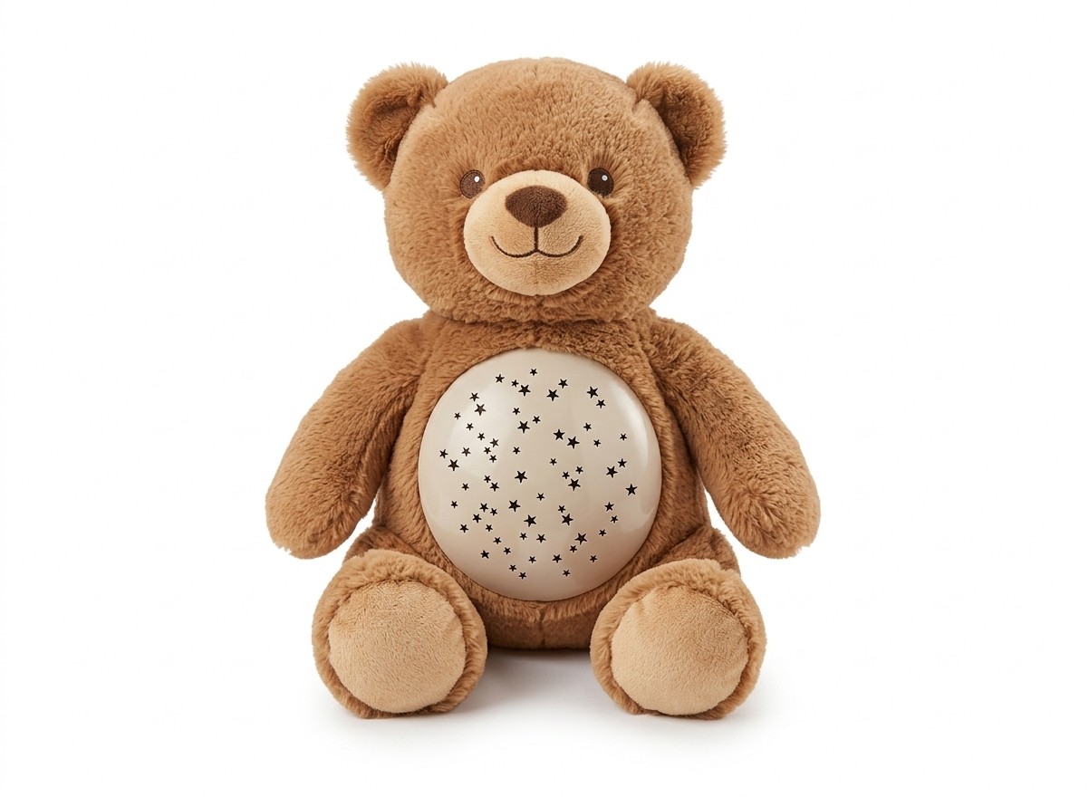 Peluche Oso con Proyector de Luz en la Barriga – Luz de Noche para Bebé Marrón (T36389)