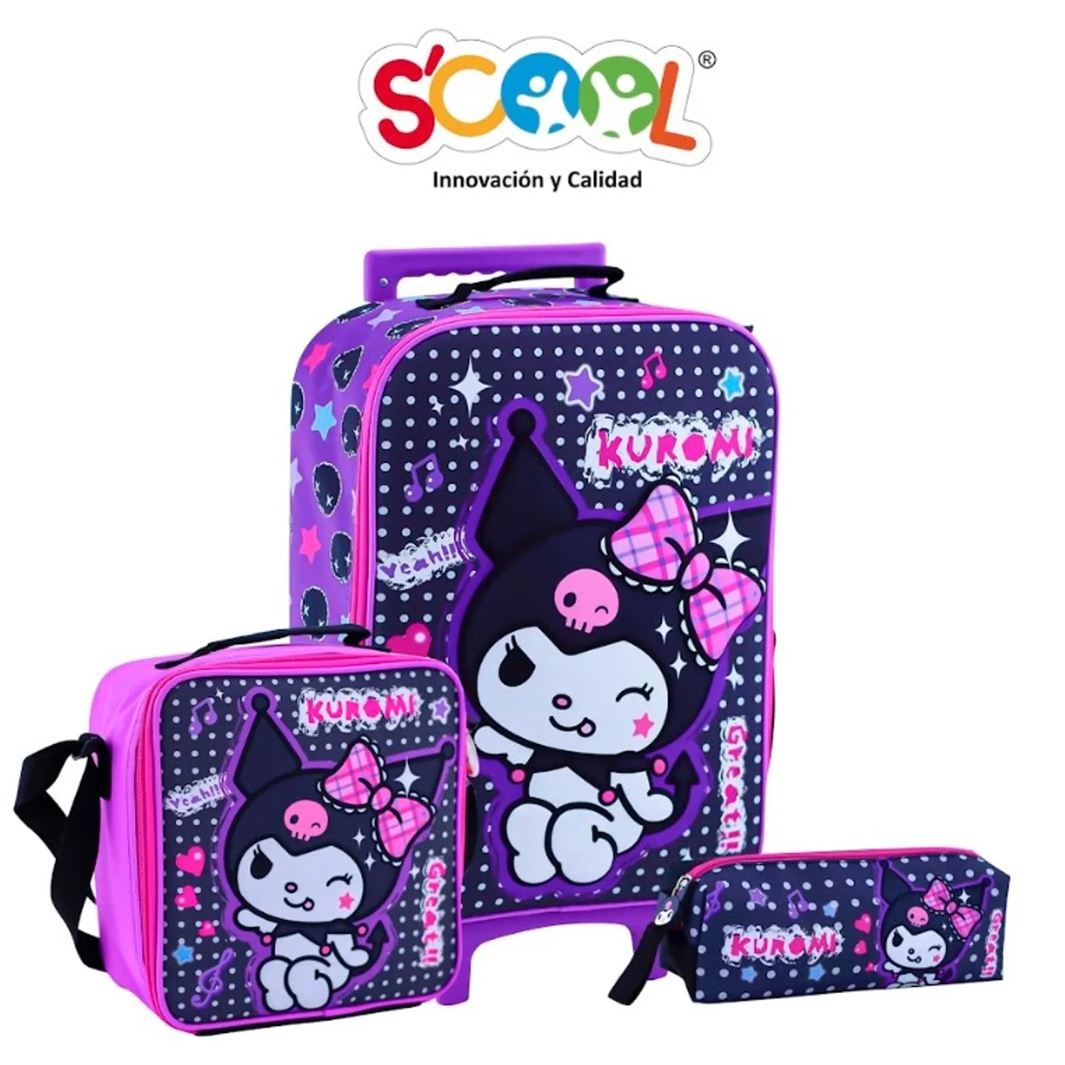 PACK DE MOCHILA LONCHERA Y CARTUCHERA KUROMI