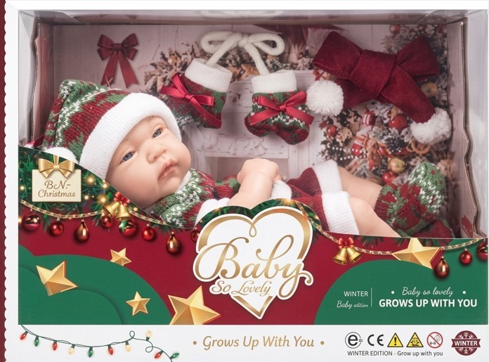 Muñeca Bebé Realista de 30 cm con Ropa Navideña y Accesorios – Edición Navidad en Caja de Regalo (249-1)