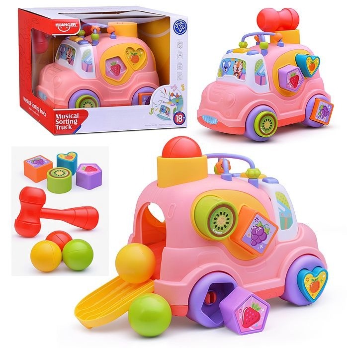 Camión Musical Didáctico Clasificador con Martillo y Bolitas - Huanger (HE0548)