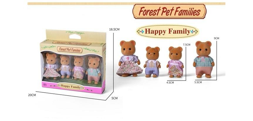 Set de Figuras Familia de Ositos Marrones - Presentación Caja Extendida (4 Piezas) - Forest Pet Families (20025)