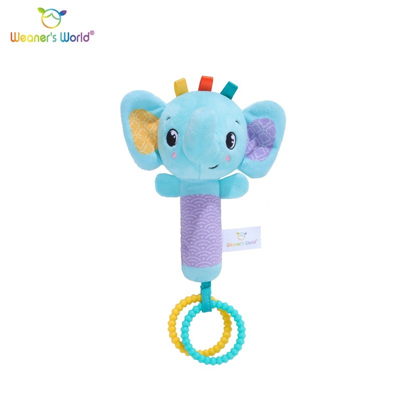 Sonajero de Peluche Sensorial con Mordedor - Diseño Elefante Celeste (24606WB)