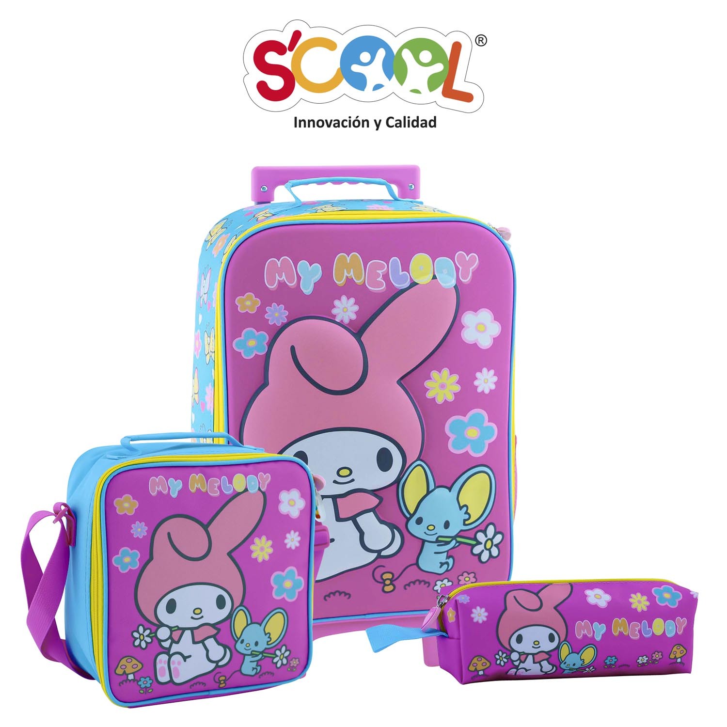 PACK DE MOCHILA  LONCHERA Y CARTUCHERA MY MELODY