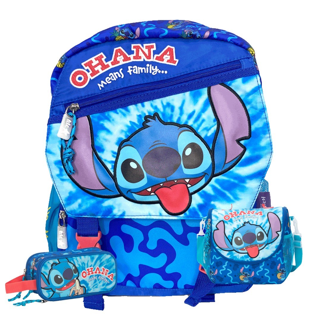 PACK DE MOCHILA  LONCHERA Y CARTUCHERA LILO & STITCH