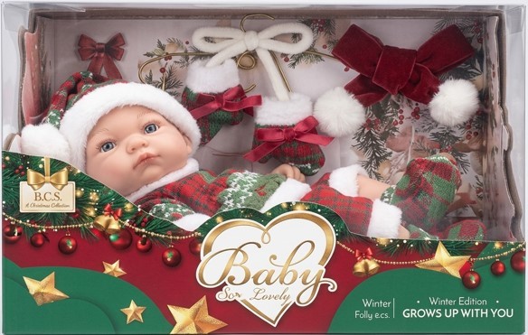 Muñeca Bebé Realista de 25 cm con Ropa Navideña y Accesorios – Edición Navidad en Caja de Regalo (250-1)