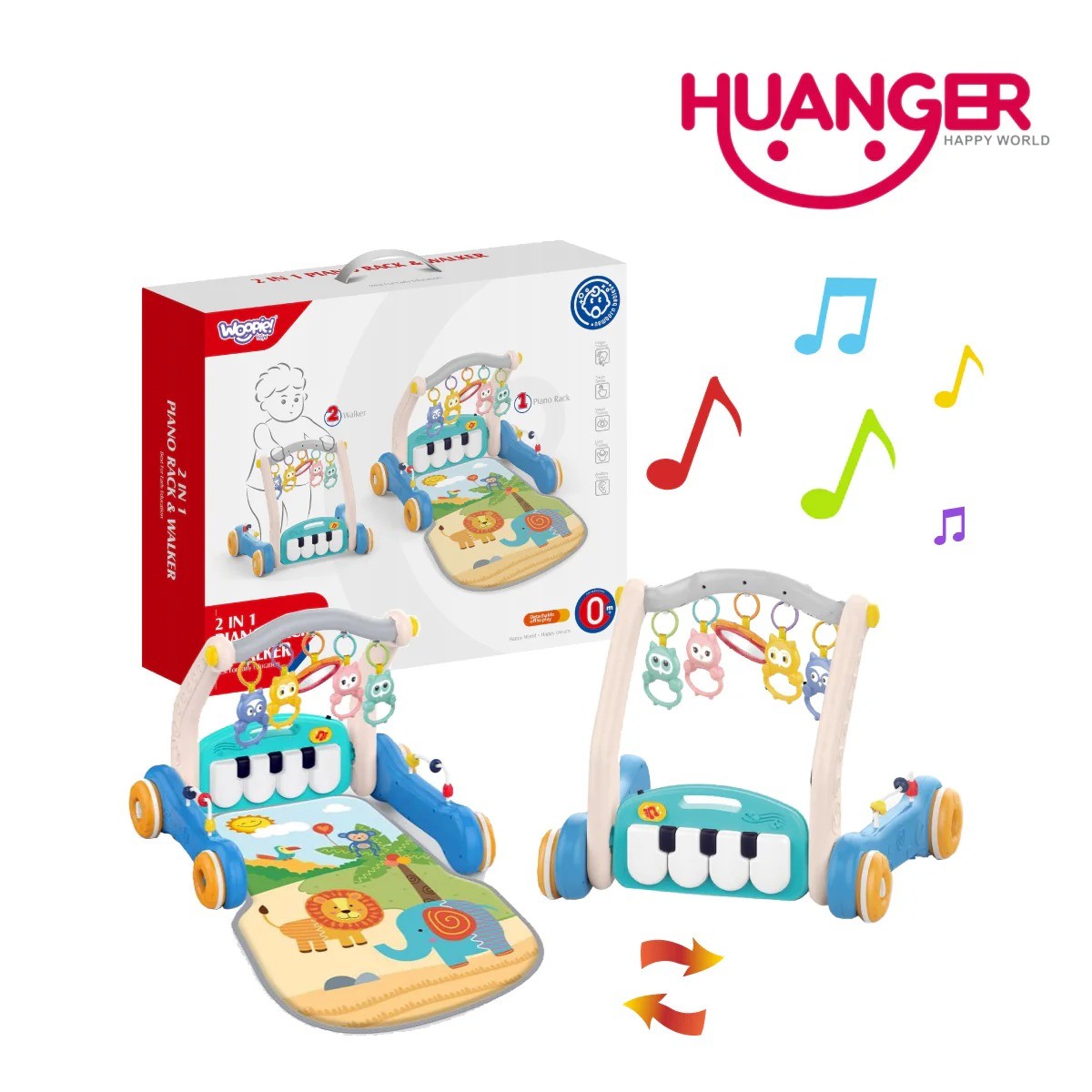 Gimnasio Alfombra Musical y Andador Caminador 2 en 1 con Piano - Huanger (HE0637)
