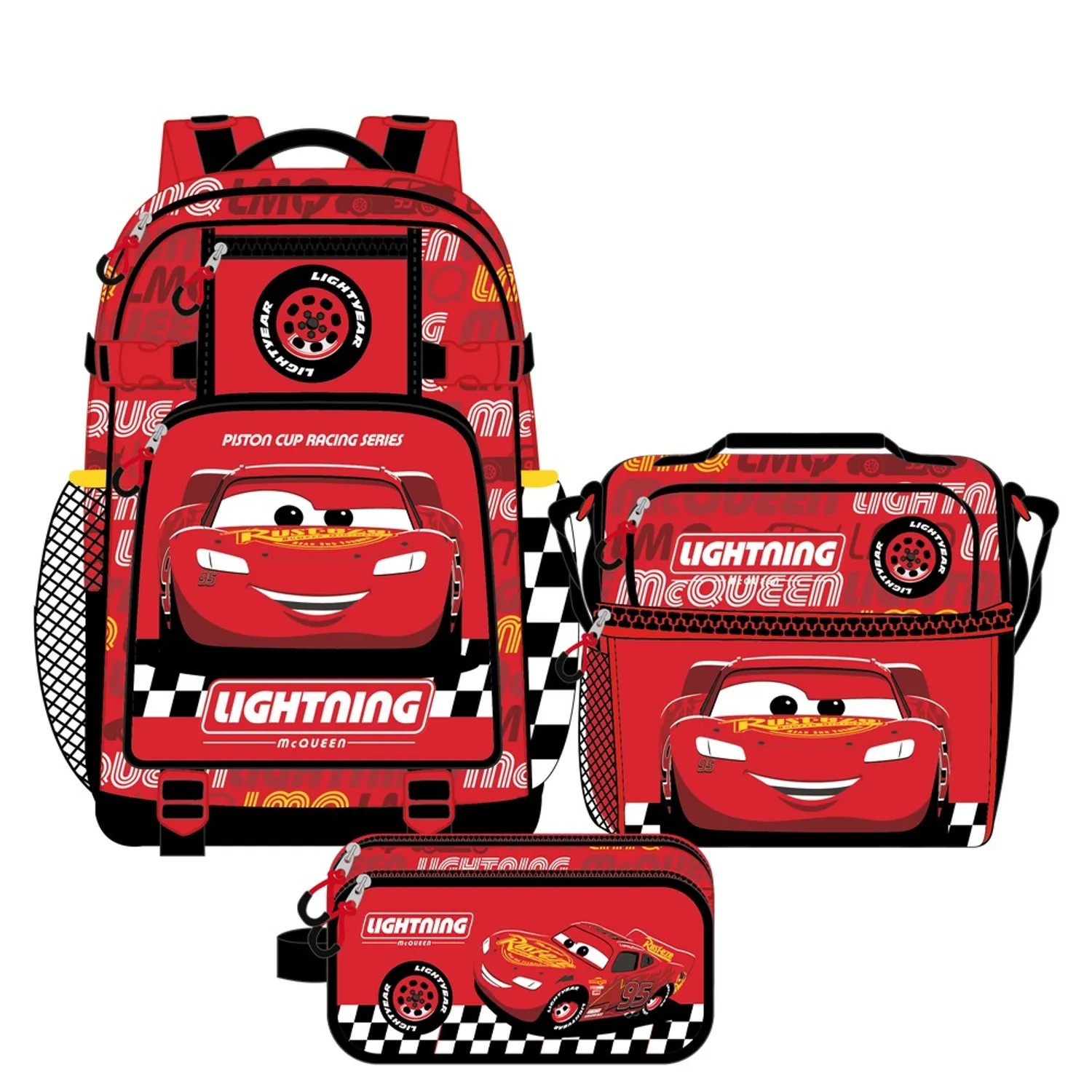 PACK DE MOCHILA LONCHERA Y CARTUCHERA CARS