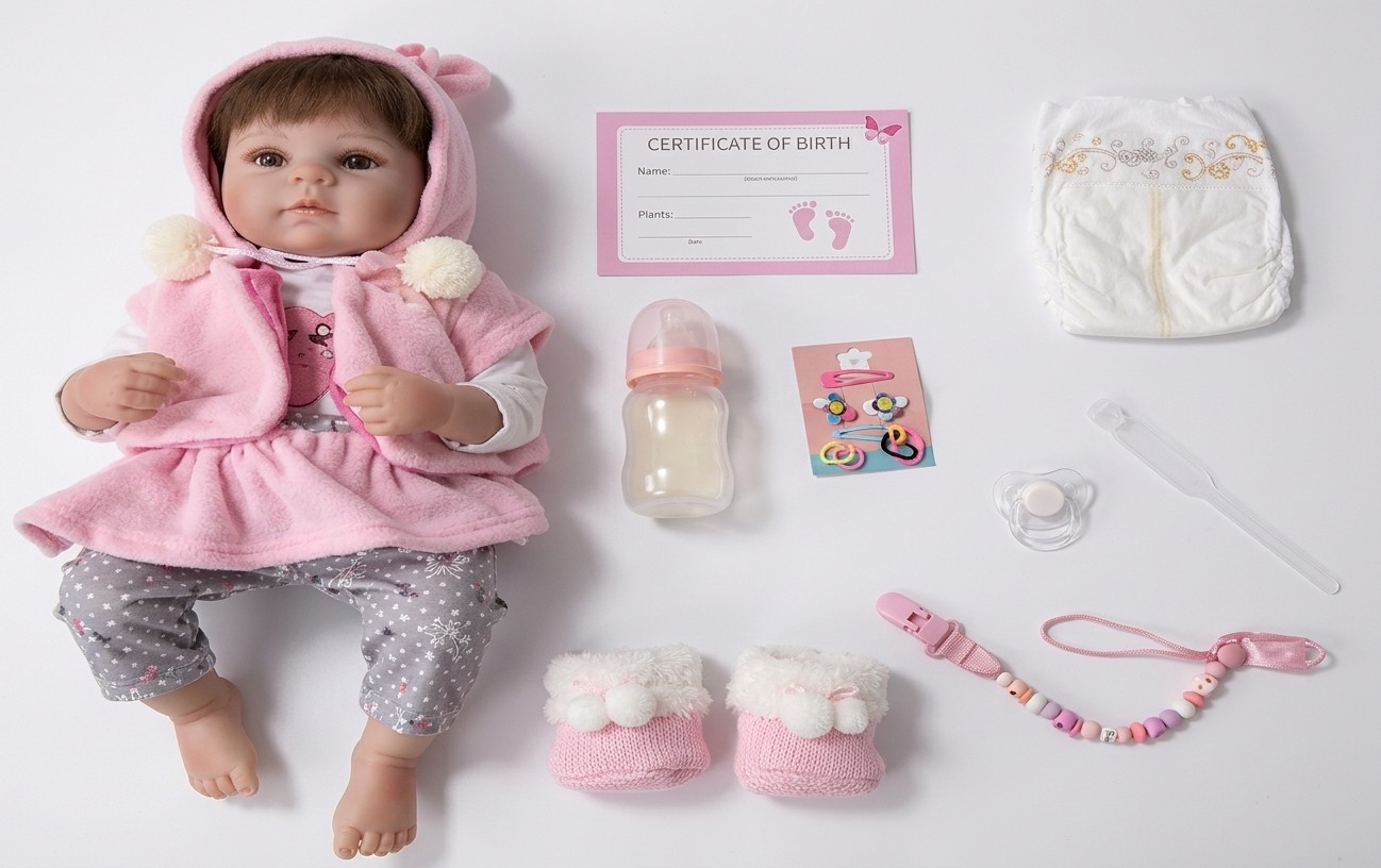 Muñeca Bebé Estilo Reborn de 20 Pulgadas (51 cm) con Sonido, Manta y Accesorios (JK-06)