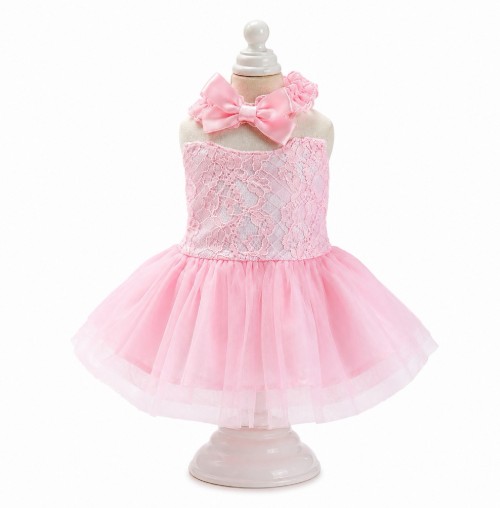 Vestido Rosa de Fiesta con Encaje para Muñecas (VM0009-1)