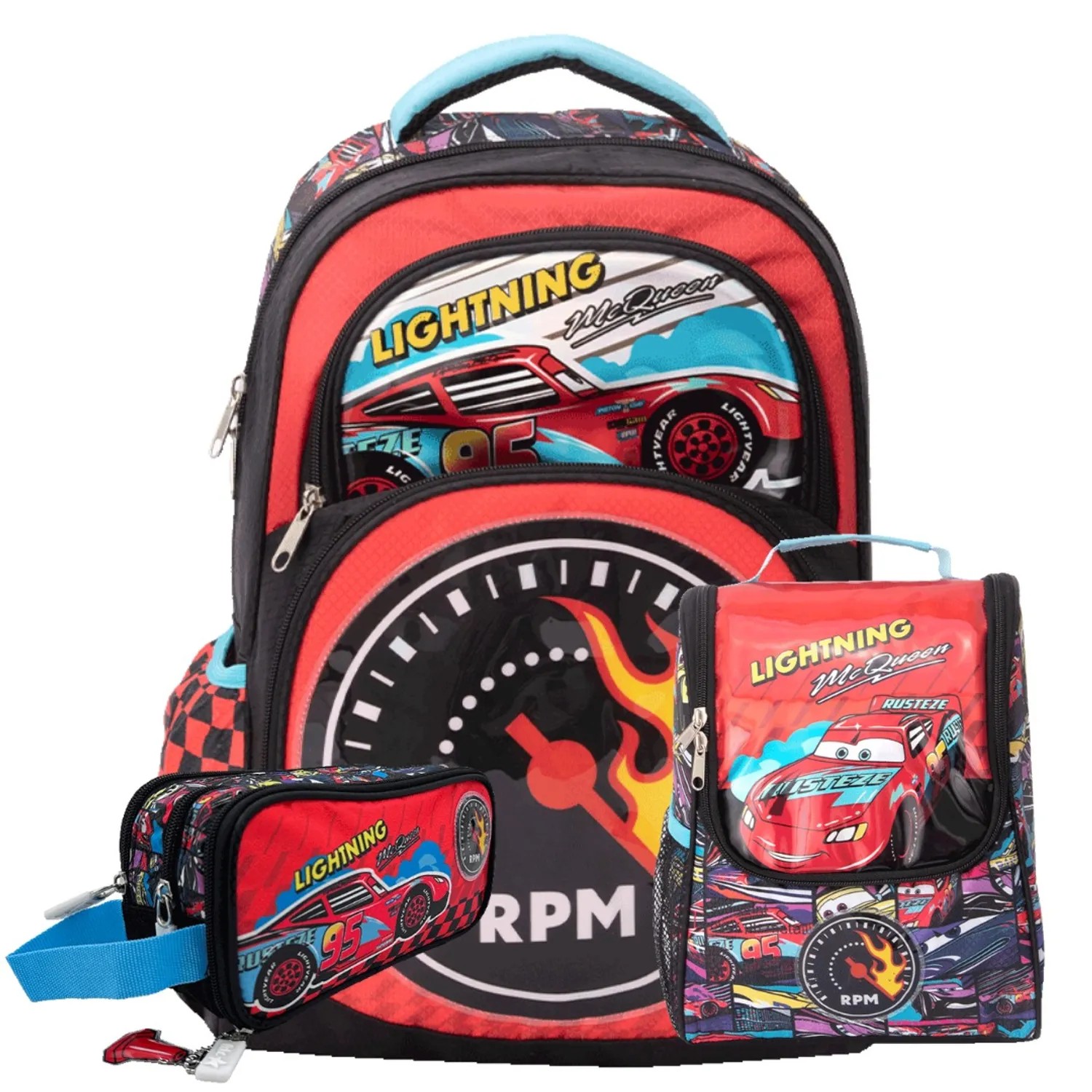 PACK DE MOCHILA LONCHERA Y CARTUCHERA CARS
