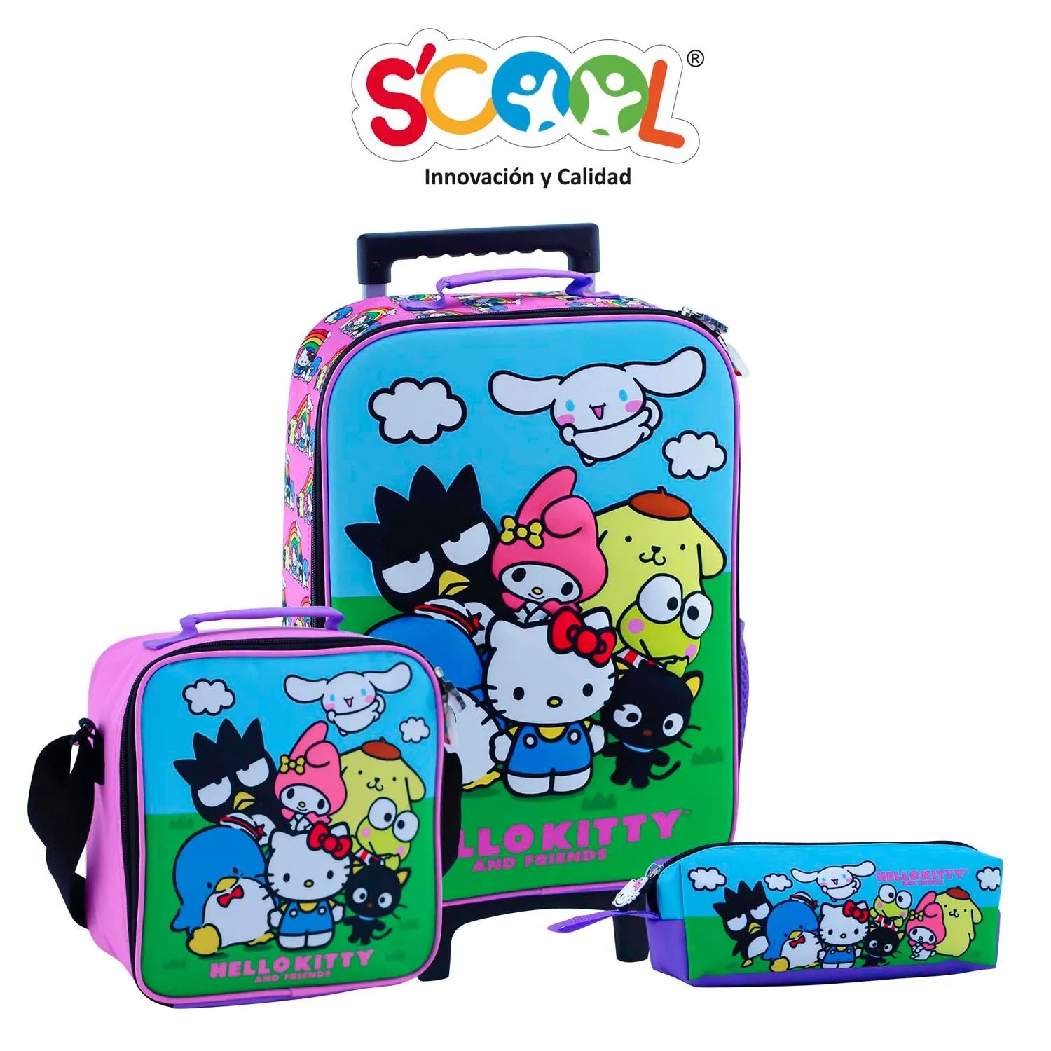 PACK DE MOCHILA LONCHERA Y CARTUCHERA HELLO KITTY & FRIENDS