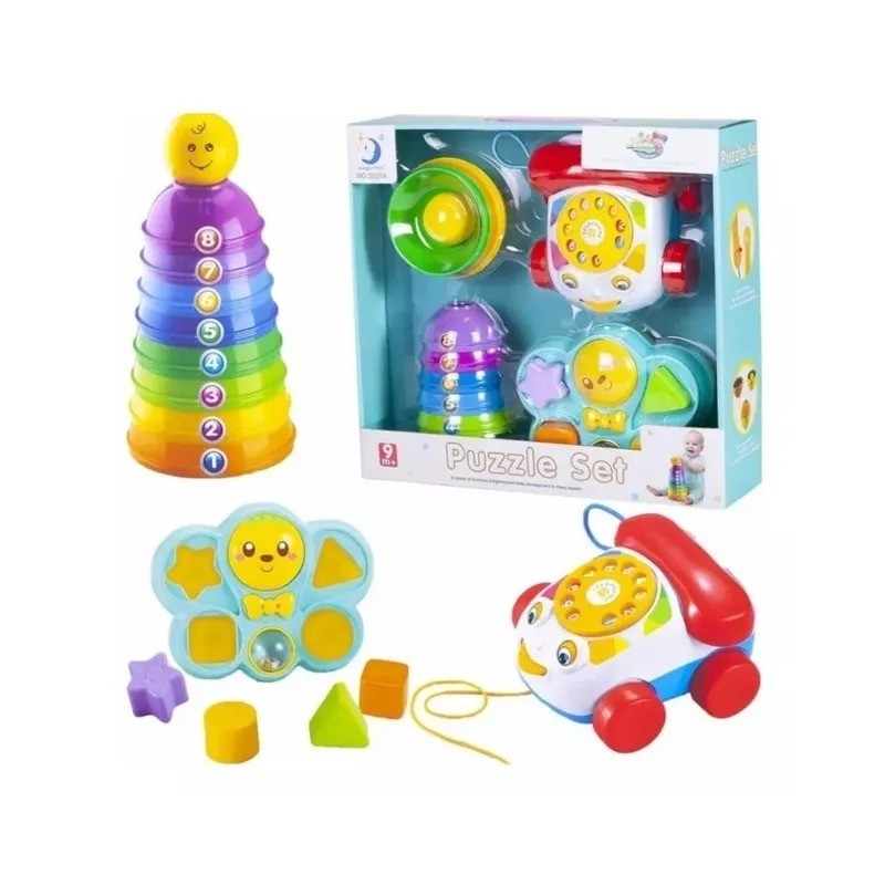 Set de Juguetes Didácticos 3 en 1 para Bebé - Puzzle Set Educativo (2220A)