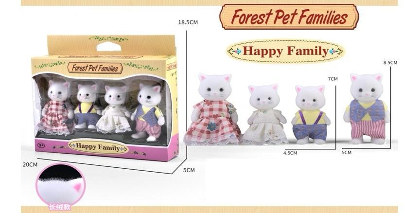Set de Figuras Familia de Gatitos Blancos - Presentación Caja Extendida (2 Piezas) - Forest Pet Families (20030)
