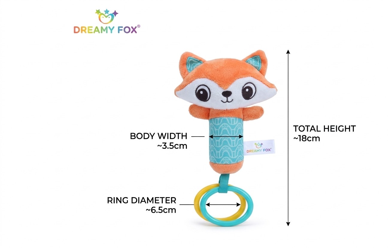 Sonajero de Peluche Sensorial con Mordedor – Diseño Zorrito (24606WA)