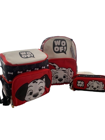 PACK DE MOCHILA , LONCHERA Y CARTUCHERA 101 DALMATAS