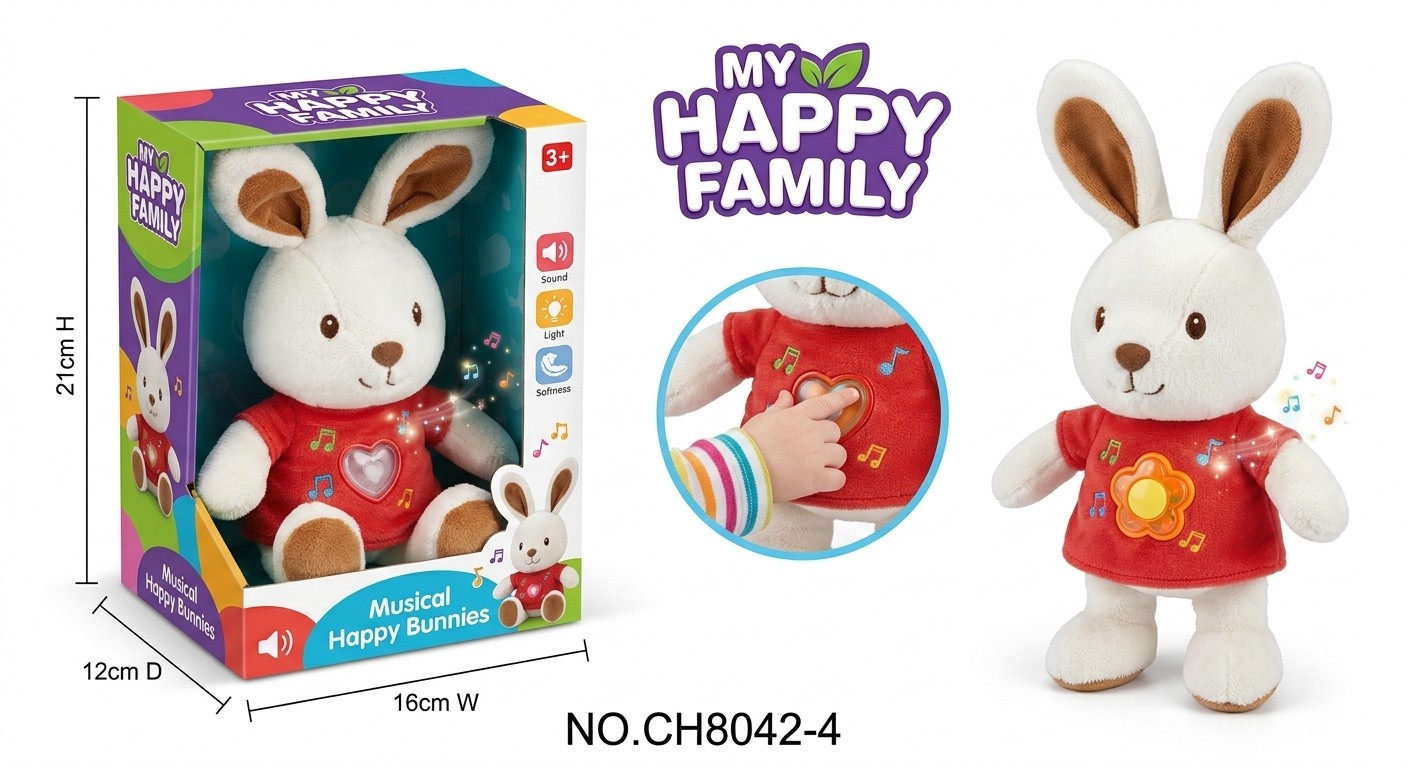 Peluche Conejo Interactivo con Luces y Música para Bebé – My Happy Friends (CH6042-4)