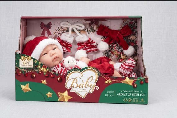 Muñeca Bebé Realista de 30 cm Disfrazada de Papá Noel con Accesorios – Edición Navidad en Caja de Regalo (249-2)