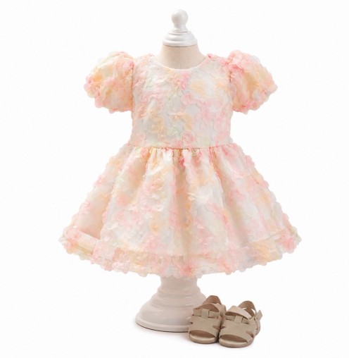 Vestido Rosa de Fiesta con Encaje para Muñecas (VM0009-2)