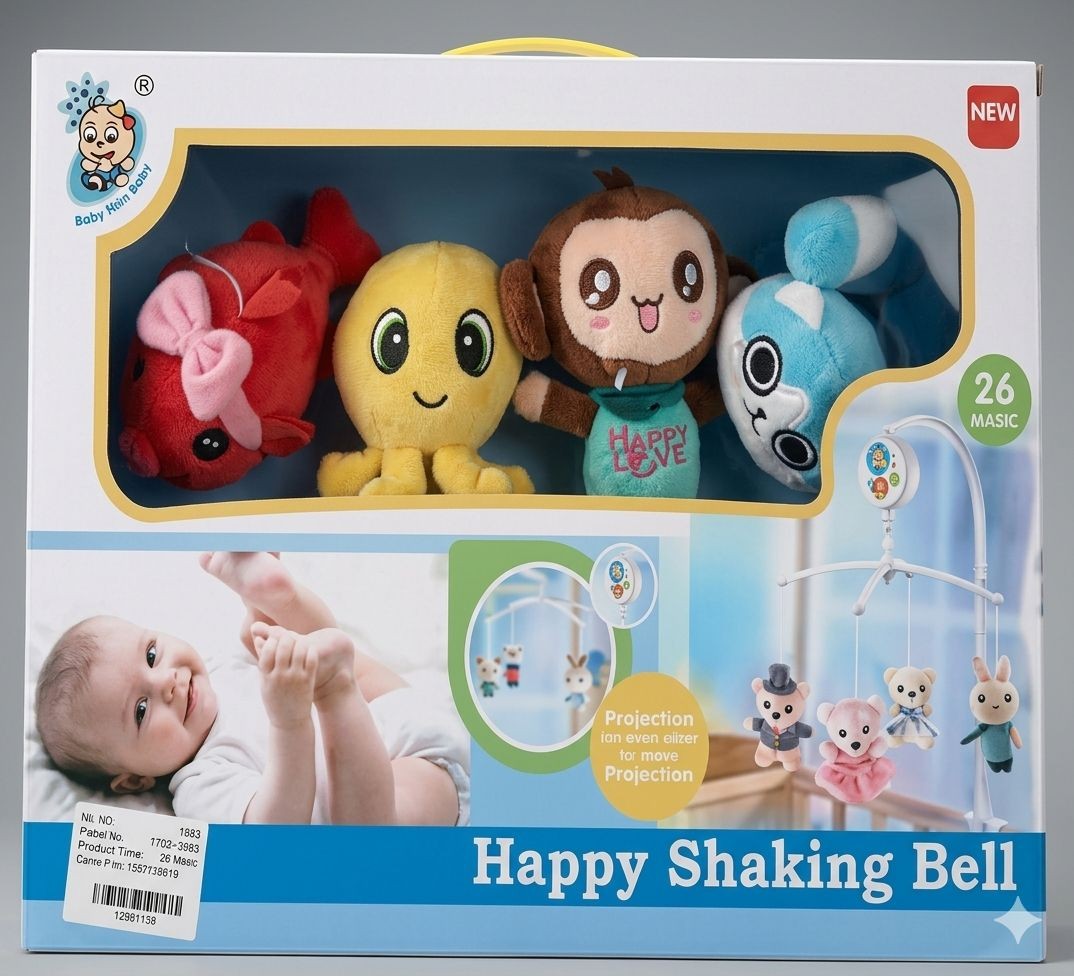 Móvil Musical para Cuna con Figuras de Peluche (Animalitos de Mar) - Happy Shaking Bell (D101)