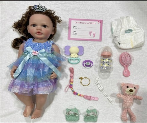 Muñeca Bebé Reborn Realista "Princesa de Cuento" - Vestido de Tul, Tiara Brillante y Súper Kit (W-2190)