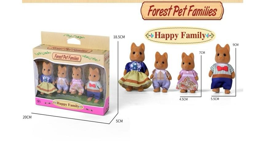 Set de Figuras Familia de Zorritos (Ropa de Gala) - Presentación Caja Extendida (4 Piezas) - Forest Pet Families (20024)