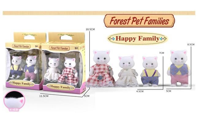 Set de Figuras Familia de Gatitos Blancos con Ropa de Tela (2 Piezas) - Forest Pet Families (20049)