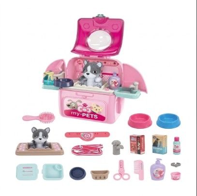 Set de Peluquería y Cuidado Canino Portátil "My Pets" con Perrito de Peluche (008-967B-1)
