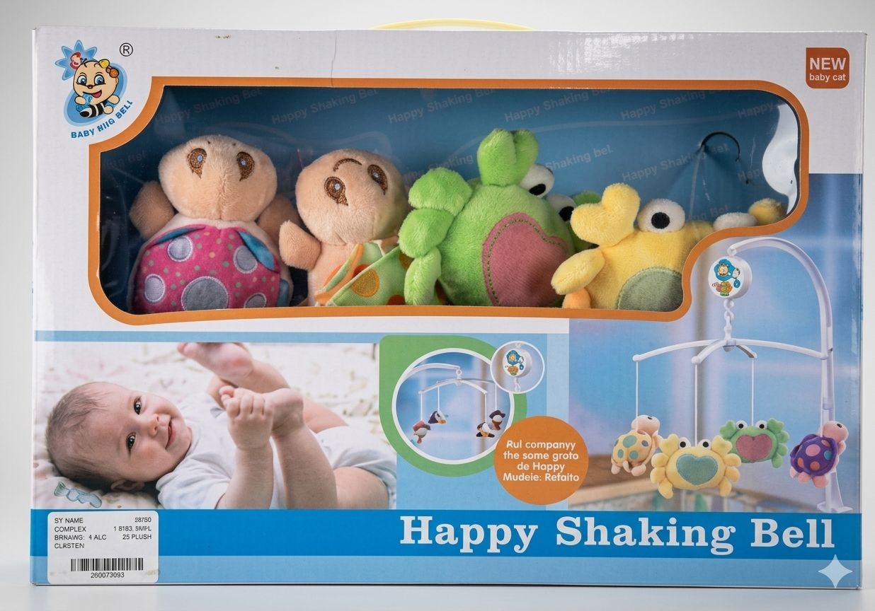 Móvil Musical para Cuna con Figuras de Peluche Variadas (26 Melodías) - Happy Shaking Bell (D066)