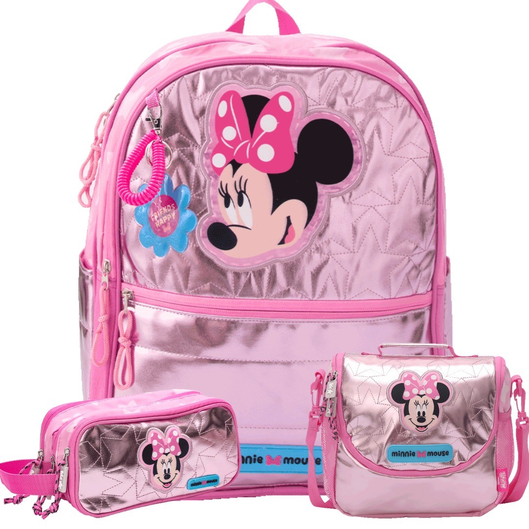 PACK DE MOCHILA  LONCHERA Y CARTUCHERA MINNIE MOUSE