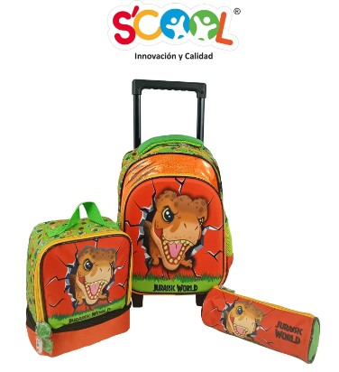 Mochila con Rueda de Dinosaurio Pack de 3