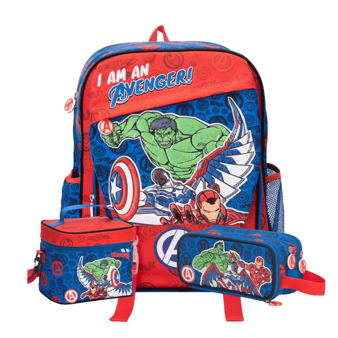 PACK DE MOCHILA  LONCHERA Y CARTUCHERA AVENGERS